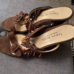 Brown Suede Comfy Sandal 38 1/2 made in Italy